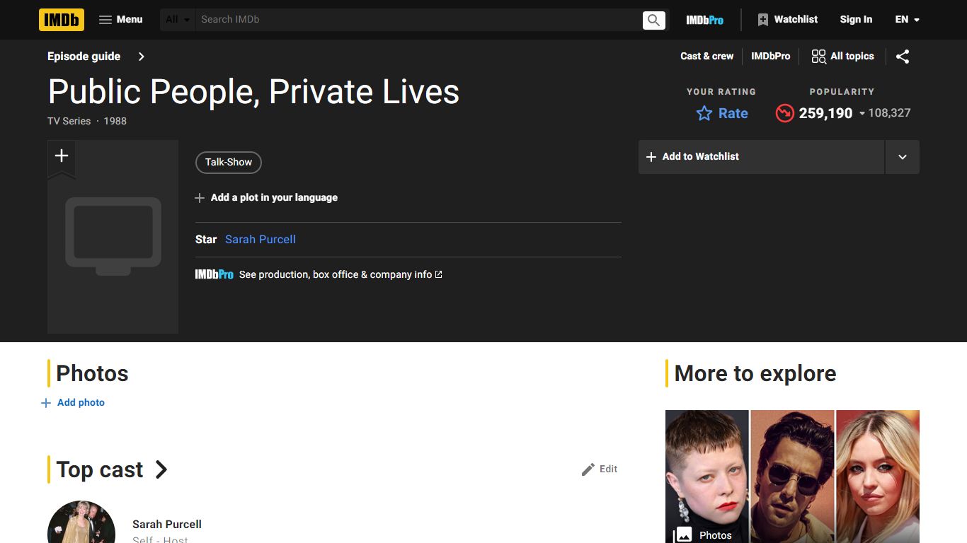 Public People, Private Lives (TV Series 1988) - IMDb